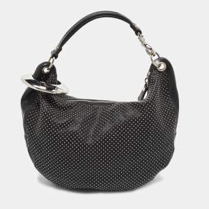 Jimmy Choo Black Leather Studded Solar Hobo