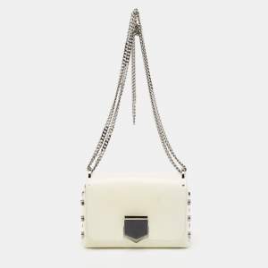 Jimmy Choo Off-White Leather Lockett City Shoulder Bag