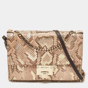 Pre Owned Jimmy Choo Beige/Multicolor Water Snake Leather Rebel Shoulder Bag