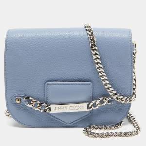 Jimmy Choo Light Blue Leather Shadow Chain Crossbody Bag