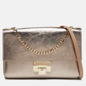 Jimmy Choo Metallic Gold Leather Rebel Shoulder Bag