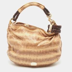 Jimmy Choo Cream Watersnake Leather Sky Bangle Hobo