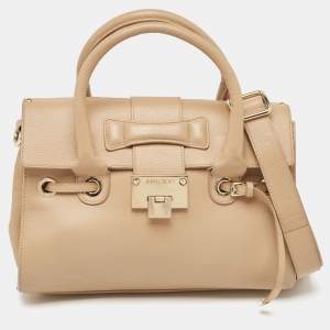 Jimmy Choo Beige Leather Small Rosalie Satchel