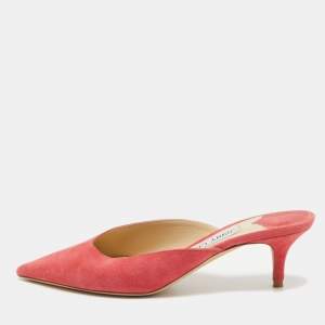 Jimmy Choo Pink Suede Rav Mules Size 38