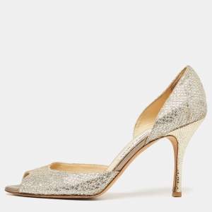 Jimmy Choo Silver Glitter Logan Pumps Size 40
