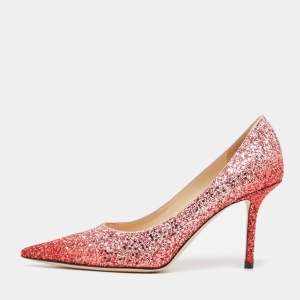 Jimmy Choo Pink/Red Dynamic Glitter Love Pumps Size 39