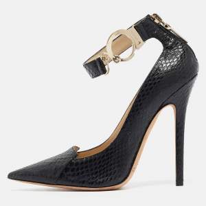 Jimmy Choo Black Python Hand Cuff Pumps Size 36.5