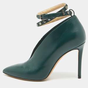 Jimmy Choo Green Leather Lark Ankle Strap Pumps Size 36.5