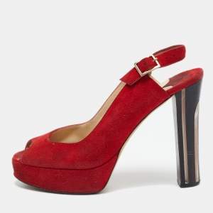 Jimmy Choo Red Suede Lexy Slingback Sandals Size 38