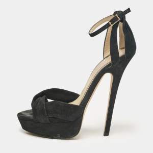 Jimmy Choo Black Suede Ankle Strap Sandals Size 37