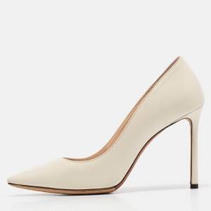 Jimmy Choo Off White Leather Romy Pumps Size 37.5