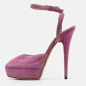 Jimmy Choo Purple Suede Ankle Strap Sandals Size 39.5