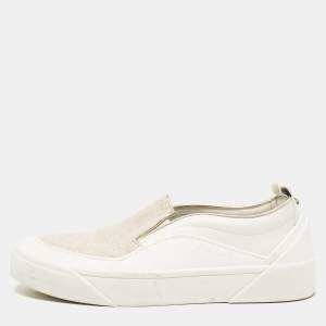 Jimmy Choo White Canvas and Rubber Slip On Sneakers Size 38