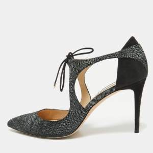 Jimmy Choo Black/Grey Textured Suede Vanessa Pumps Size 42