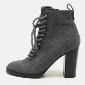 Jimmy Choo Grey Fabric Ankle Length Boots Size 39