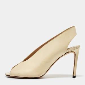 Jimmy Choo Cream Leather Shar Slingback Pumps Size 39