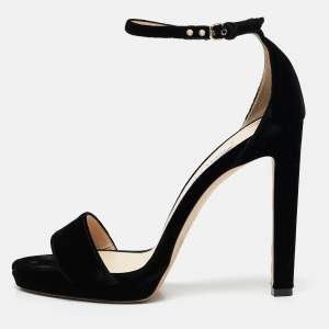 Pre Owned Jimmy Choo Black Velvet Misty Sandals Size 40