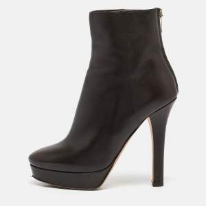 Jimmy Choo Brown Leather Pointed Toe Ankle Length Boots Size 37