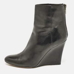 Jimmy Choo Black Leather Wedge Ankle Boots Size 37