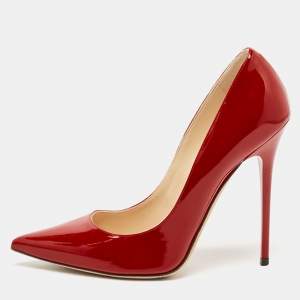 Pre Owned Jimmy Choo Red Patent Leather Love Pumps Size 38.5