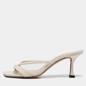Jimmy Choo White Leather Strappy Slide Sandals Size 37