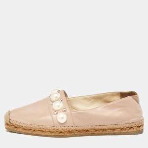 Jimmy Choo Beige Leather Dru Espadrille Flats Size 38