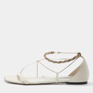 Jimmy Choo White Leather Oriana Flats Size 43