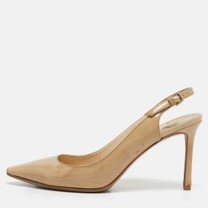 Jimmy Choo Beige Leather Pointed Toe Slingback Pumps Size 39