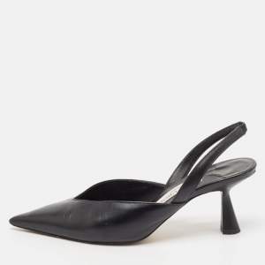 Jimmy Choo Black Leather Maryanne Pointed Toe Slingback Pumps Size 36