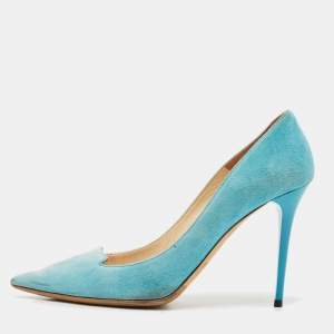 Jimmy Choo Blue Suede Avril Pumps Size 38.5