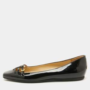 Jimmy Choo Black Patent Leather Buckle Ballet Flats Size 41