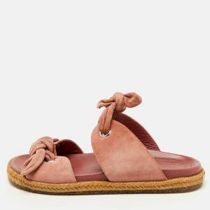 Jimmy Choo Pink Suede Bow Flat Slides Size 38