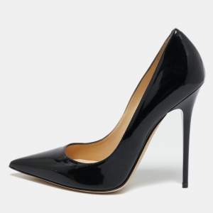 Jimmy Choo Black Patent Leather Anouk Pointed Toe Pumps Size 38