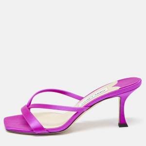 Jimmy Choo Pink Satin Maelie Thong Sandals Size 39.5