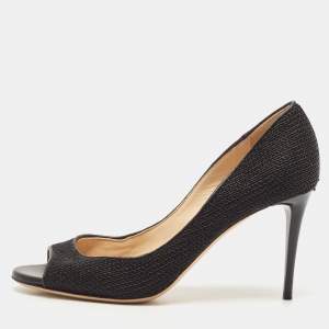 Jimmy Choo Black Mesh Peep Toe Pumps Size 36.5