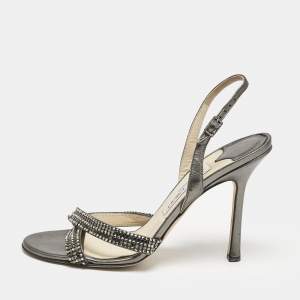 Jimmy Choo Metallic Leather Hepsie Slingback Sandals Size 39