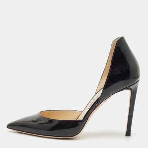 Jimmy Choo Black Patent Leather Addison Pointed Toe D'orsay Pumps Size 38.5