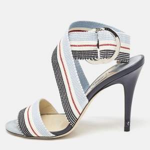 Jimmy Choo Multicolor Canvas Bailey Ankle Wrap Sandals Size 37