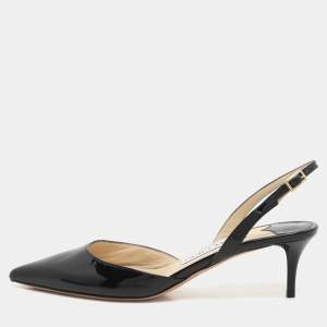 Jimmy Choo Black Patent Leather Tilly Slingback Sandals Size 36