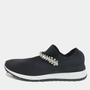 Jimmy Choo Black Fabric Vero Low Top Sneakers Size 38