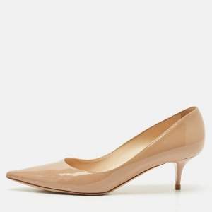 Jimmy Choo Beige Patent Leather Romy Pointed Toe Pumps Size 36