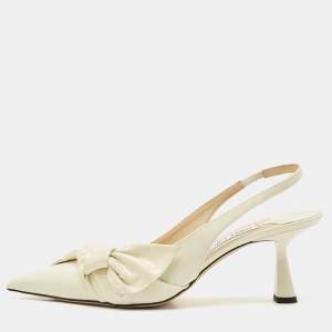 Jimmy Choo Cream knotted Patent Elinor 65 Slingback Pumps Size 40