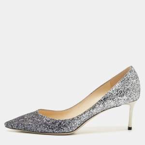 Jimmy Choo Navy Blue/Silver Degrade Glitter Romy Pumps Size 41