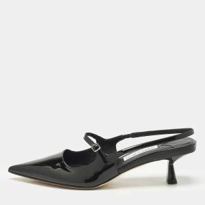 Pre Owned Jimmy Choo Black Patent Leather Didi Slingback Pumps Size 42