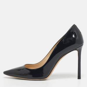 Pre Owned Jimmy Choo Black Patent Leather Romy Pumps Size 38.5
