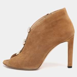 Pre Owned Jimmy Choo Brown Suede Lorna Booties Size 40.5