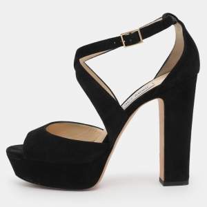 Pre Owned Jimmy Choo Black Suede April Platform Sandals Size 40