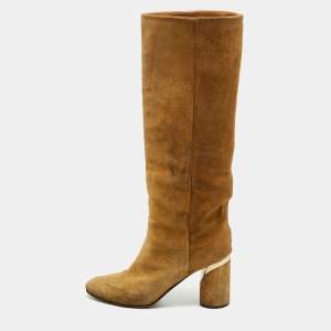 Pre Owned Jimmy Choo Light Brown Suede Lily Knee Length Boots Size 38
