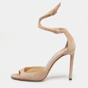 Pre Owned Jimmy Choo Beige Suede Lane Ankle Strap Sandals Size 36