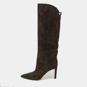 Pre Owned Jimmy Choo Brown Suede Knee Length Boots Size 40